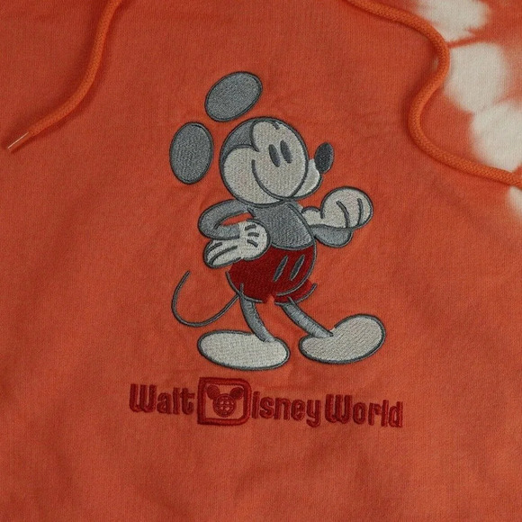 Mickey Mouse Genuine Mousewear Hoodie Orange Tie Dye Walt Disney - Picture 2 of 6